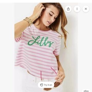 Lilly Pulitzer Pink and White Striped Crop Top